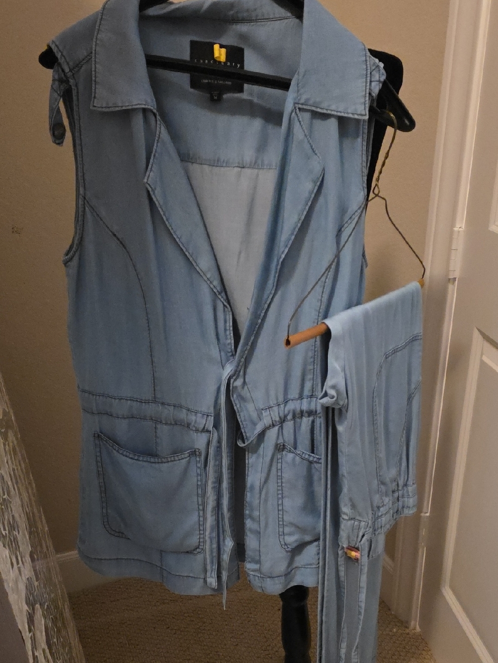 Sanctuary Light Wash Denim Utility Vest with Matching Pants
